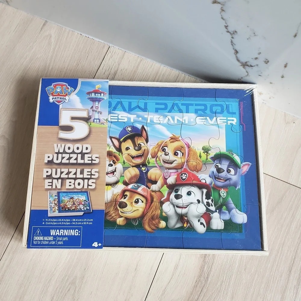 Paw Patrol Wood Puzzle 5-piece Jigsaw Chase Marshall‎ Skye Set Storage Tray Gift